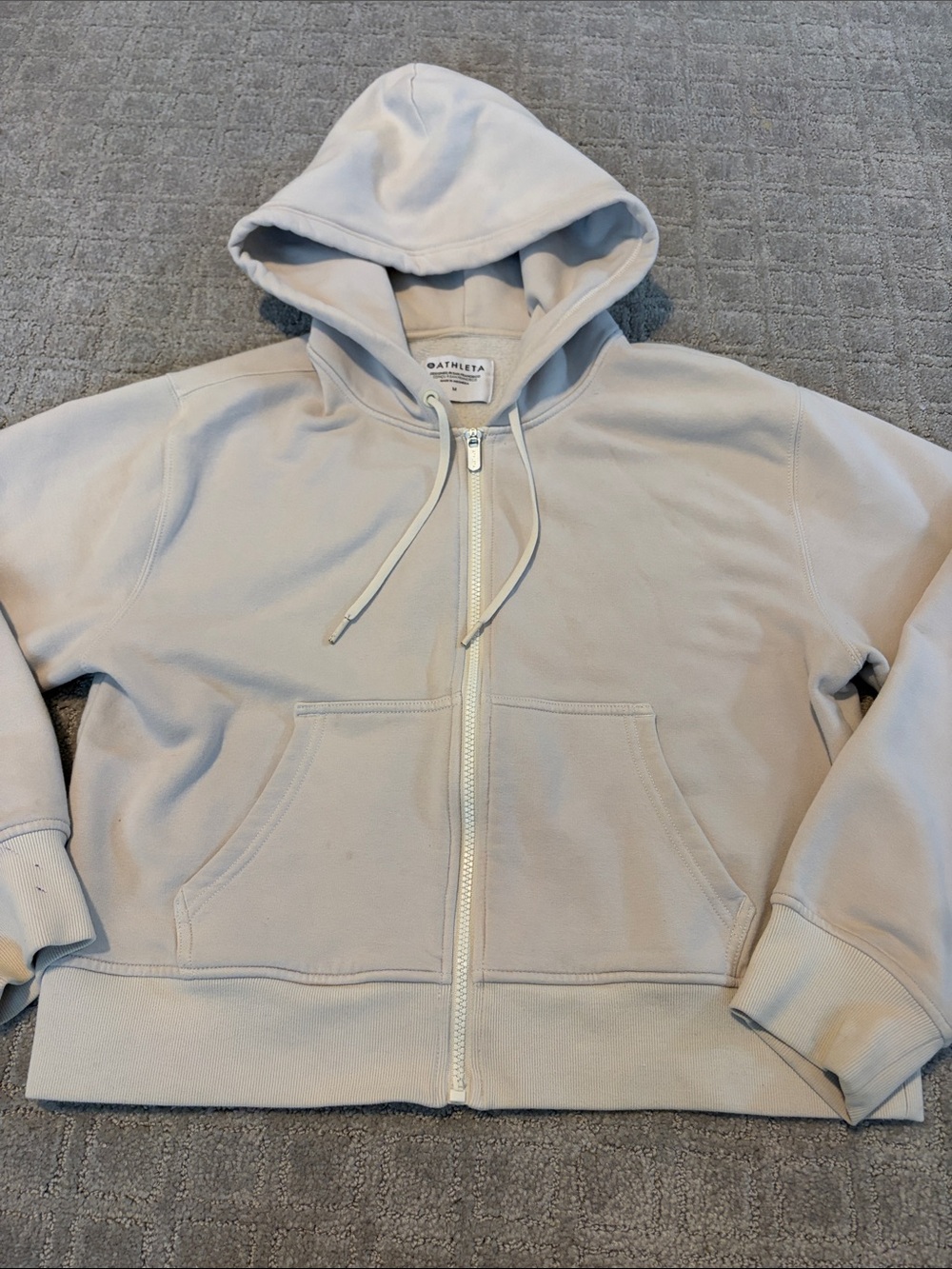 Athleta Light Gray Full-Zip Hoodie with Drawstring